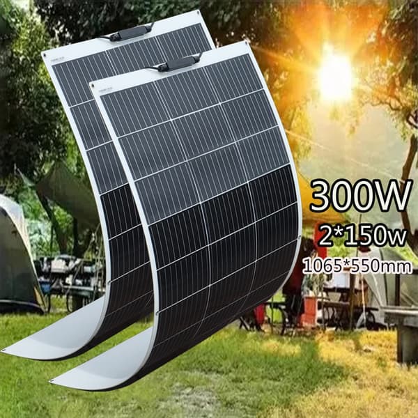 Fleksibelt Solpanel Kit, 600W Strøm, 4 Panel Konfiguration, 300w 2stk 150w
