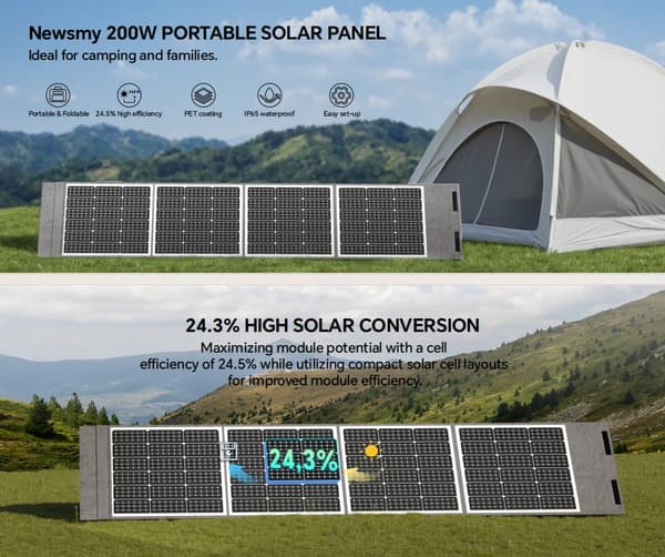 Solpanel, Hög Effektivitet, Bärbar Design, QM-NSM-200W