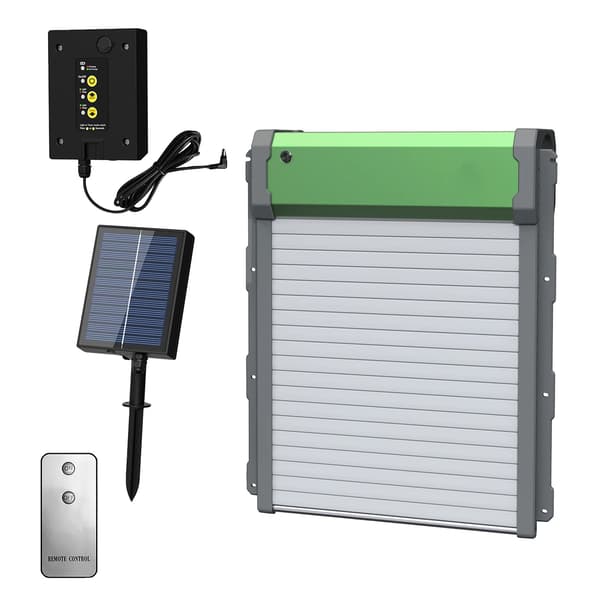 Hönshusdörr, Solenergidriven, Anti-Kläm Säkerhet, grön