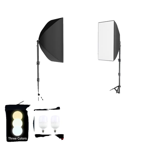 Fotografi Lyskits, Justerbar Højde Stativ, Softbox Design, 2 Tre Farve Pære