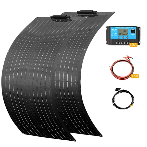 Solpanel, 50W, 12V,100W solarkit Svart