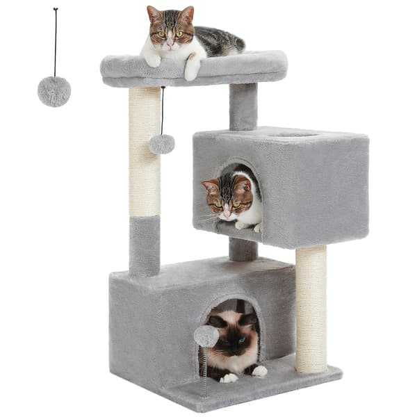 Kattetree, Tre-lags design, Træmateriale, Polstret platform, AMT0237GY, M