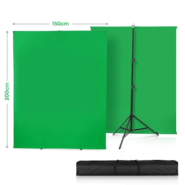 Fotografibakgrundsställning, 150cm x 200cm Grön/Vit Skärm, Snabb Uppställning,150cm bredd grön 150cm width green 150cm width green