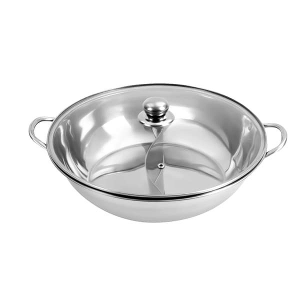 Hot Pot, Rustfrit Stål, Glaslåg, Sølv 34CM