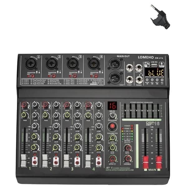Audio mixer, 7-bånds EQ, 48V fantomstrøm