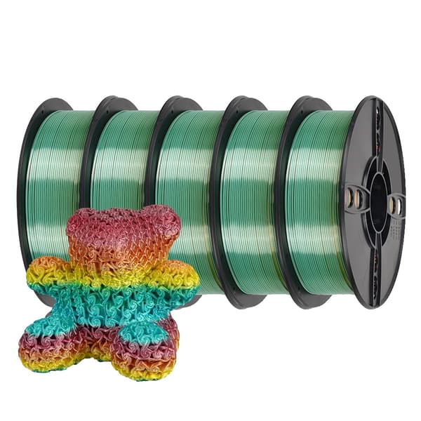 Silk PLA Rainbow 3D-printer filament, 5 kg Silk Candy, 5 kg Silk Forest, 5kg Silke Macarons