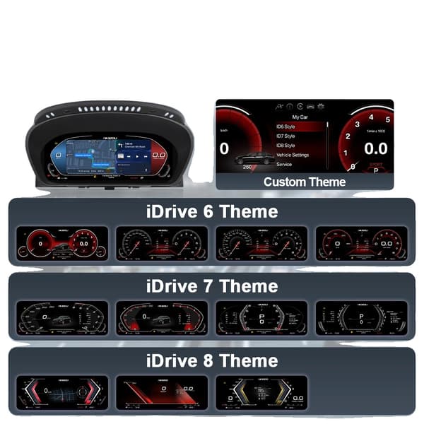 Digitalt Speedometer Cluster, Carplay, Adaptiv Fartpilot, E71 Carplay Multi-UI