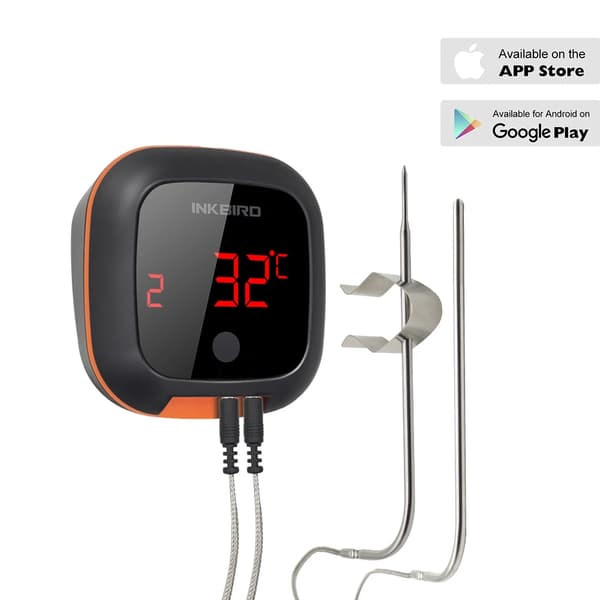 Trådløs BBQ-termometer, Bluetooth-kompatibel, op til 6 prober, 4XS med 2 sensor