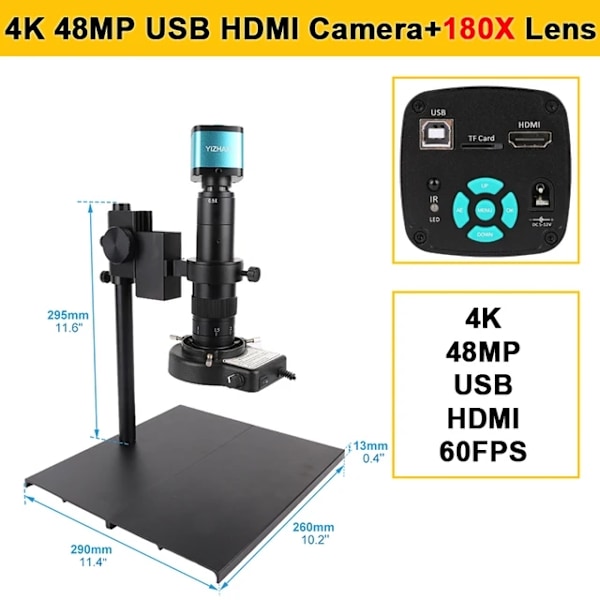 Digitaalinen mikroskooppi, 4K-resoluutio, 48MP-kamera, 180X, B Set B Set