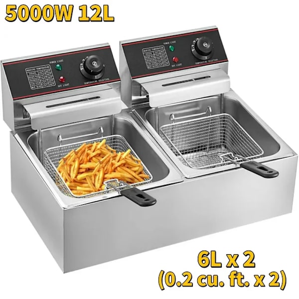 Frituregryde, Dobbelt tanke, Rustfrit stål konstruktion, Type A (12L), Dobbeltanke