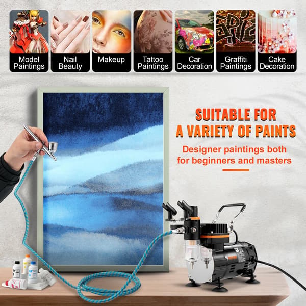 Airbrush sæt, Dual-Action, 120W