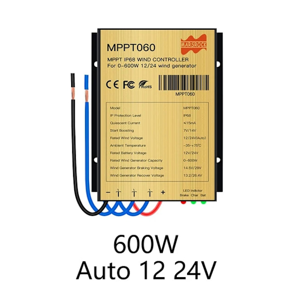 Vindmølle Vindladningskontrol, 600W/800W, 12/24V eller 48V C