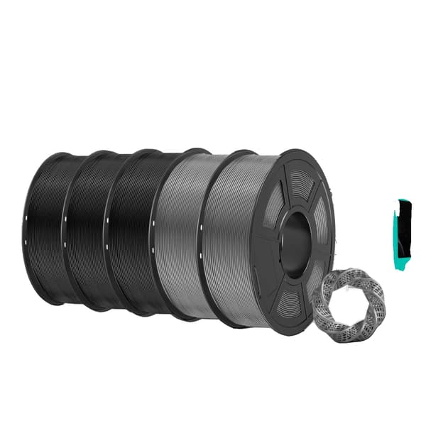 PLA Plus 3D Filament, 5KG, Farverigt og Holdbart Materiale, 3Sort 2Grå