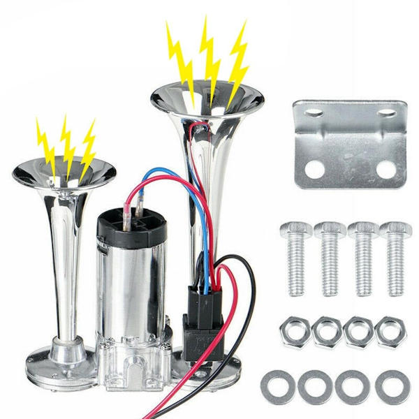 Bil Airhorn, 600db Lydstyrke, Dobbelt Tragt, Universel Montering, 12V