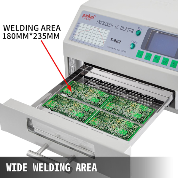 Infrarød Reflow Ovn - 8 Temp Parameterbølger, 300x320mm Loddeområde & LCD-skærm T-962