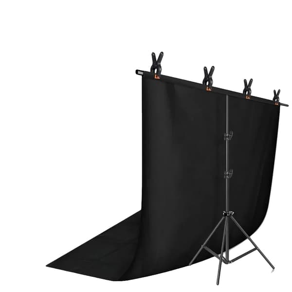 Bakgrundsstöd, Justerbar tvärstång, Lättviktsstativ, 2x2M Svart