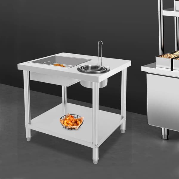 Friterad Kyckling Förberedelsebord, Rostfritt Stål Konstruktion, Lätt att Montera, Silver