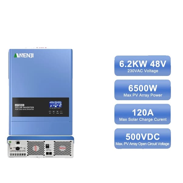 Solomformer, MPPT Opladning, WiFi Forbindelse, ANJ-6200W-48V-WIFI, 220-240V
