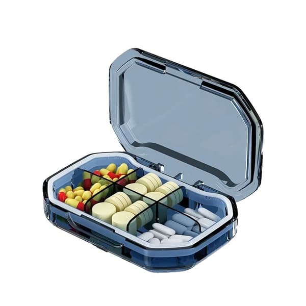 Bärbar Tablettorganisatör, 4/6 Fack, Läcksäker Design, Blå-6 rutor