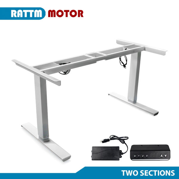 Justerbar skrivbordsstomme, dubbelt motorssystem, upp till 150 kg belastningskapacitet.,Vit Två Delar White Two Sections White Two Sections