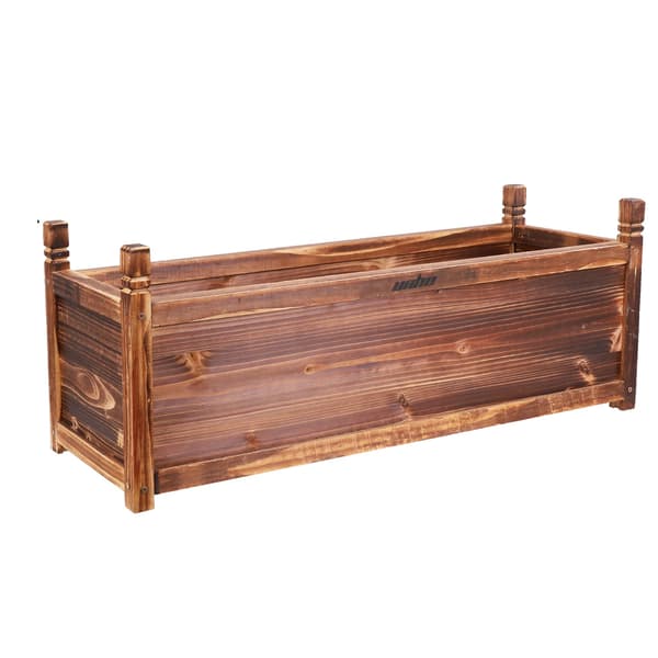 Trälåda för växter, solid furu, mörkbrun, 90 cm x 30 cm x 34 cm, L
