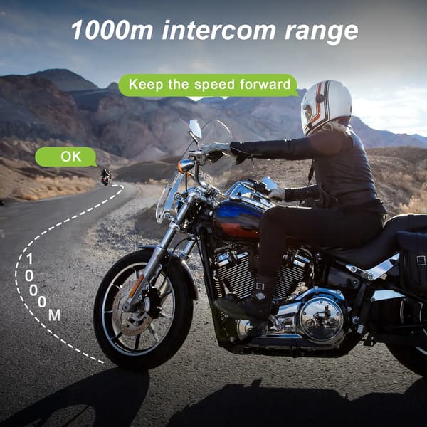 Moottoripyöräintercom, Bluetooth 5.0, 1000m kantama, FX8 Ilma intercom