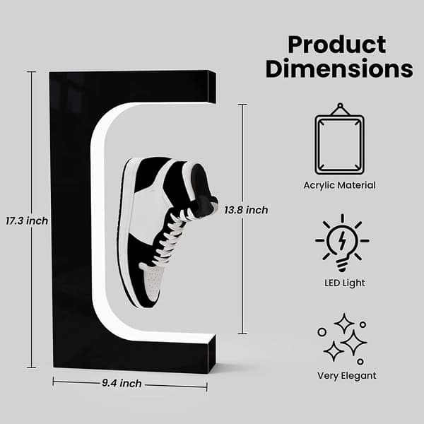 Sko Display Stativ, Magnetisk Levitation, LED Lys Rotation, sort