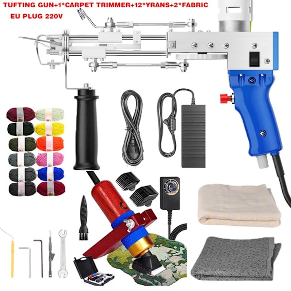 Tufting Gun, 2 i 1 Sæt, Elektrisk Tæppevævning, EU -stik 220V sæt EU PLUG 220V set EU PLUG 220V set