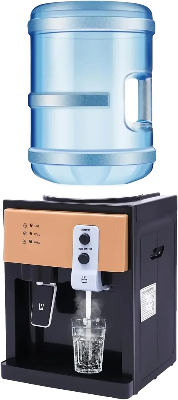 Vanddispenser, varme- og koldfunktioner, kompakt design, sort