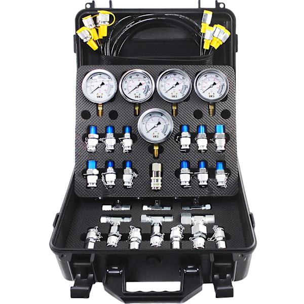 Hydraulisk Tryktest Kit, 5 Manometre, Robust Etui