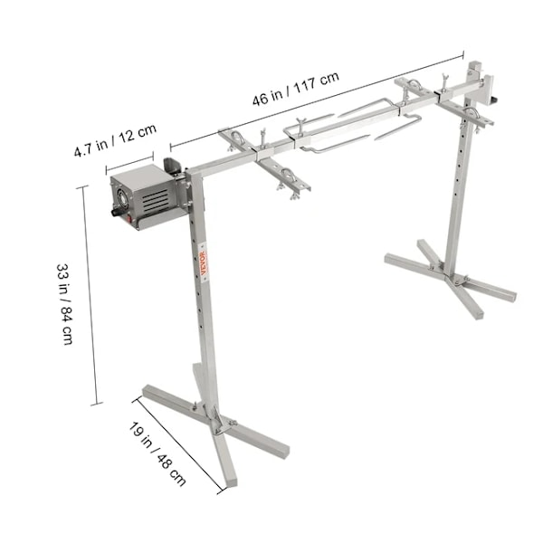 Elektrisk BBQ Rotisserie Grill Kit, Tungt, Rostfritt Stål Hexagon Spettstång, 90 lbs 90 lbs 90 lbs