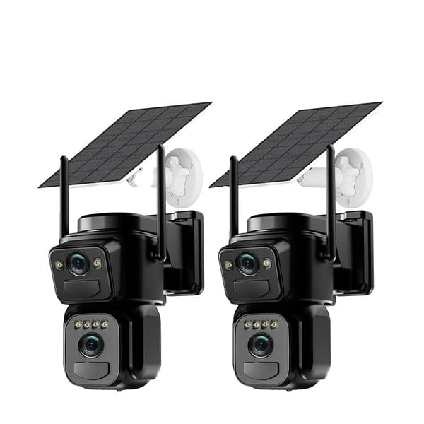 Säkerhetskamera, solenergi, dubbel lins, EU4G 2PCS