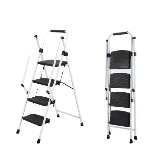 Trappestige, Robust Stål, Skridsikker Design, Sort Hvid