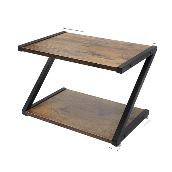 Skrivebordsprinterstand, 2-lags design, Z-formet struktur, justerbare fødder, Chokolade