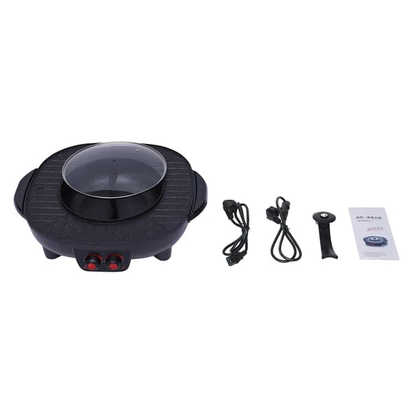 Hot Pot, 2-i-1 Grill, Non-stick Kogeflade, sort