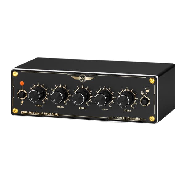 Audio Equalizer, 5-bånds kontrol, bypass-funktion