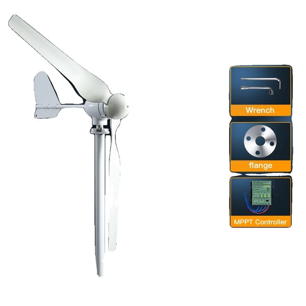 Vindmølle, Høj Effektivitet, Holdbar Konstruktion, Med MPPT-controller, 2000W-g, 24V-b
