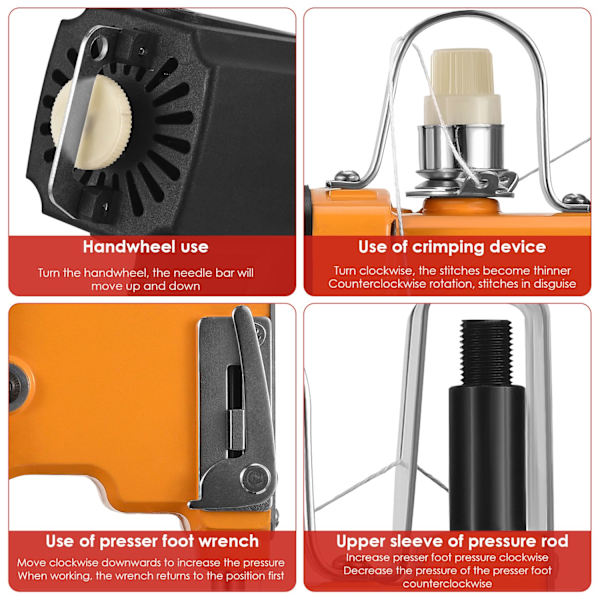 Bärbar säck-sömnadsmaskin 190W - 18000 varv/min, 10mm tjocklek, 2200mAh batteri 220V EU Plug