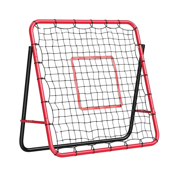 Rebounder Net, 4 x 4 ft, Justerbart Design, Robust Stålramme, Højkvalitets Nylon Net, Multi-Sport Kompatibilitet