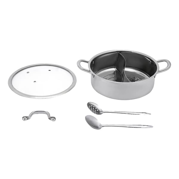 Hotpot gryde, rustfrit stål, 30 cm diameter, 15 cm højde, 4 liter kapacitet, dobbelt suppebund design