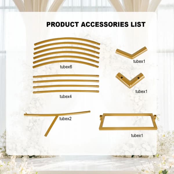 Metallbröllopsbåge, Robust design, Lätt montering, Guld, L