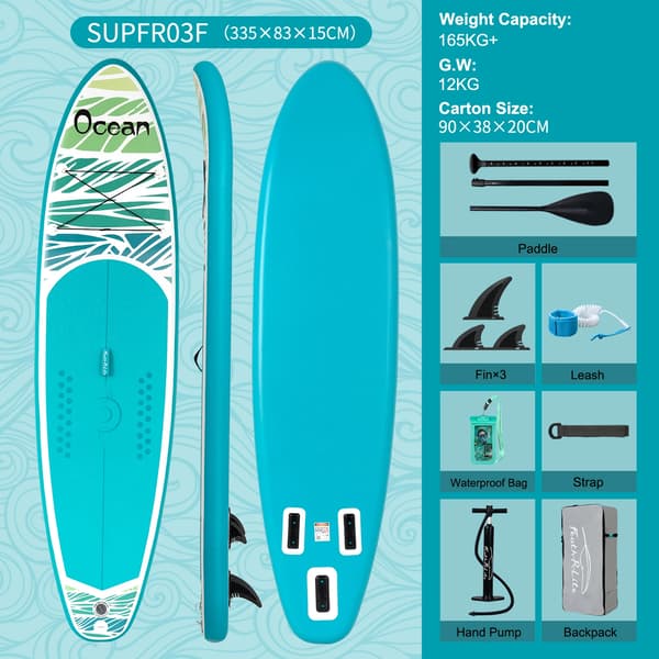 Uppblåsbar Stand Up Paddle Board, Lätt, Hållbara Tillbehör Ingår, SUPFR03F