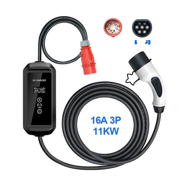 Bærbar EV-lader, Tuya App-styring, Wifi-opladning, F1-11KW, Type2 F1-11KW