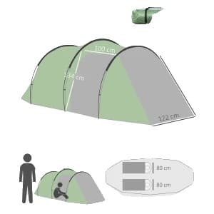 Tunnel Tält, Vattentålig Polyester, Två-rums Design, A