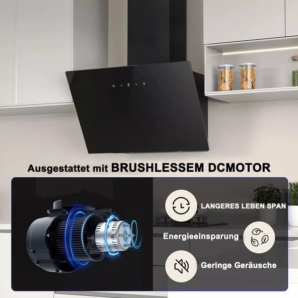 Extractor Væg Køkkenemhætte, Energiklasse A++, Touch Control Display, EU