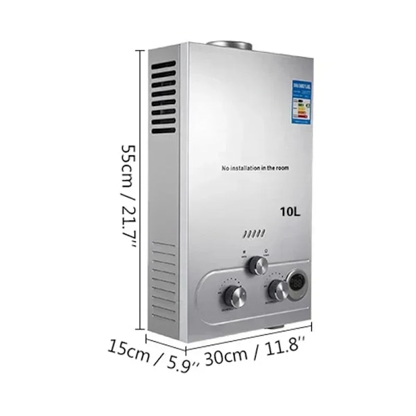 LPG Vandvarmer, Bærbar Tankløs Design, Flere Sikkerhedsforanstaltninger, 8-18L/min Output,10 liter 10L 10L