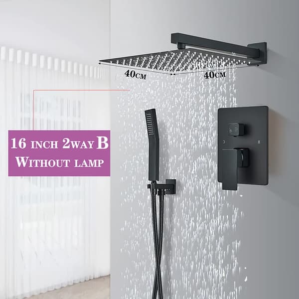 Bruserarmatur, Regnbruserhoved, LED-belysning, 2 Vejs 16tommer B
