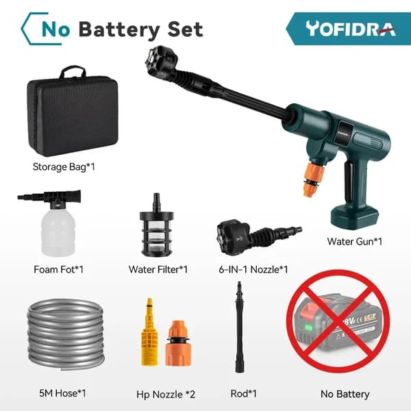 Högtryckstvätt, Sladdlös Design, 200 BAR Effekt, ingen batteri