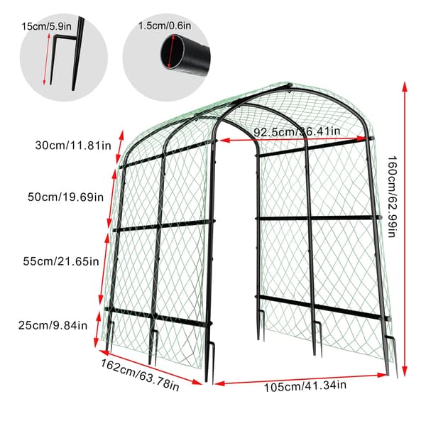 Havetrellis til klatreplanter med nylonnet, U-formet, 160 cm høj