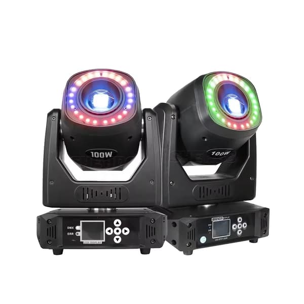 Rörlig Huvudspotlight, 6-Facett Prisma, DMX Kontroll, 2st 100w Ring, EU Kontakt